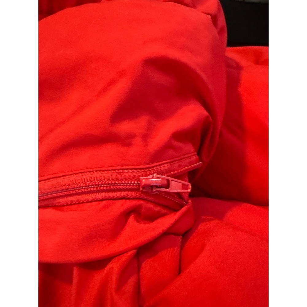 BCBGMAXAZRIA Womens Red Hooded Longline Puffer Coat Eco Friendly Fill Large - Picture 9 of 9
